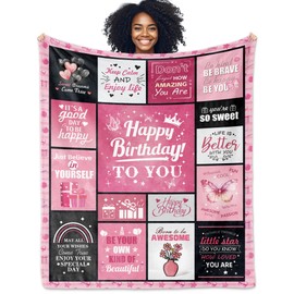 LekinGift Birthday Gifts for Women, Best Friend Friendship Birthday Gifts Presents for Women, Happy Birthday Gift Blanket 60"X50", Funny Clever Woman Birthday Gifts for Her, Bday Gift for Bestie BFF