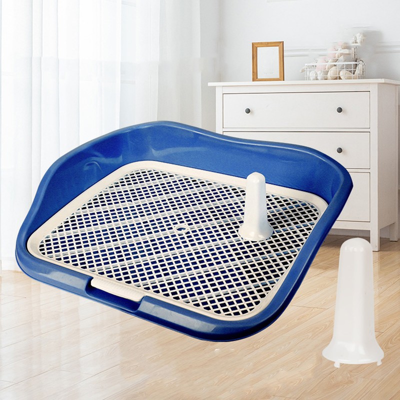 Dog Potty Tray with Raised Fences Removable Mesh Grid Pad