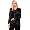 SWOMOG Satin Women's Pyjamas with Button Placket, Long Sleeve Sleepwear,