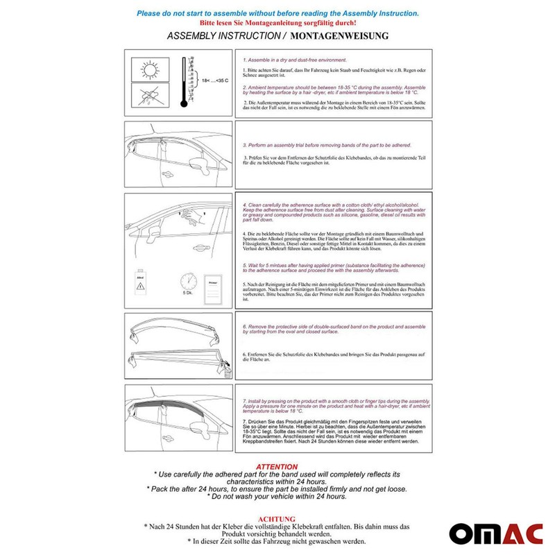OMAC Front Side Door Window Smoke Air Rain Ventvisor Wind
