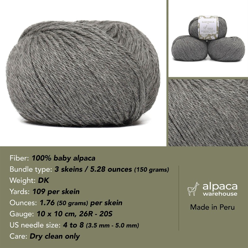 100% Hilo de lana de Alpaca bebé Juego de 3