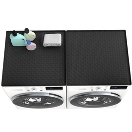 2 PCS Washer and Dryer Covers for the Top, 25.6''x 23.6'' Silicone Dryer Top Protector Mat Non-slip Waterproof Washing Machine Cover Protector Top Load for Laundry & Kitchen (Black)