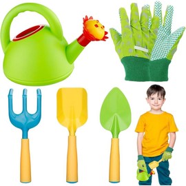 Gardening Tools Set - Sturdy Watering Can Children's Kit with Metal Shovel Hand Rake Gloves for Birthday Gift Outdoor Beach Sand - Edition: First Edition