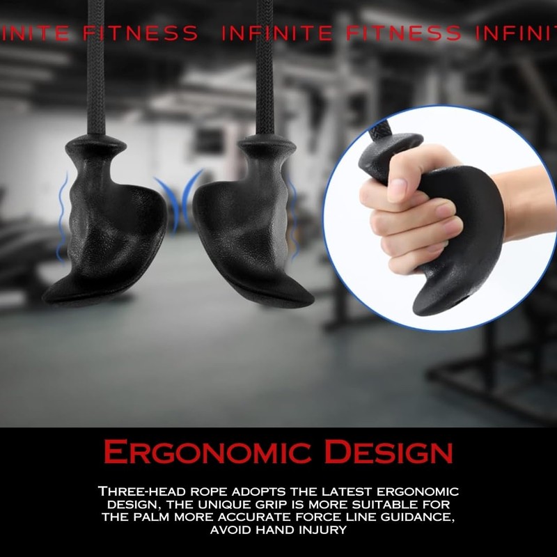 Infinite Fitness Ergonomic Tricep Bicep Rope Cable Attachment, Ticep Pull