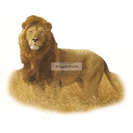 8 Inch Lion King of Jungle Animals African Safari Africa Removable Peel Self Stick Adhesive Vinyl Decorative Wall Decal Sticker Art Kids Room Home Decor Girl Boy Children Bedroom Nursery 8x6 inch tall