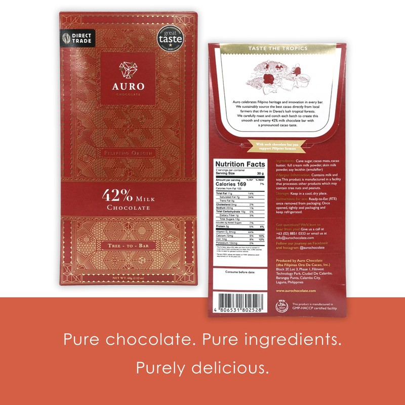 Auro 42% Milk Chocolate 3 Pack - Filipino Chocolate -