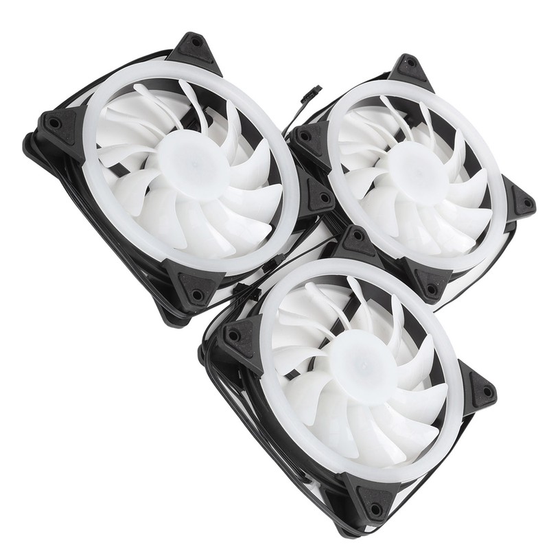 3Pcs Computer Chassis Cooling Fan Mute 6‑Pin Dual RGB Lights