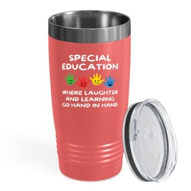 Flairy Land Special ED Teacher Tumbler 20oz Coral -Where Laughter - Sped Teacher Gifts Classroom Must Haves Iep Speducator Special Education Teacher
