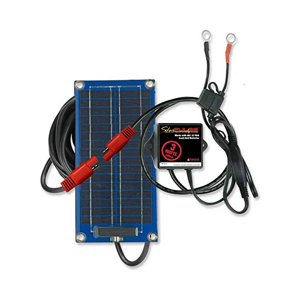 PulseTech SolarPulse SP-3 Solar Battery Charger Maintainer, 3 Watt, Blue