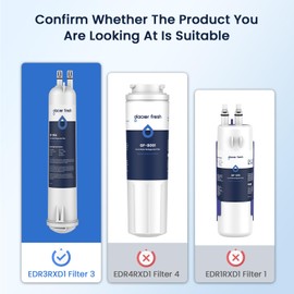 GLACIER FRESH Compatible with 4396841 Refrigerator Water Filter, EDR3RXD1, KAD3RXD1, WHR3RXD1, 4396841, 4396710, Filter 3, 46-9083,46-9030 Refrigerator Water Filter & w10311524 Air Filter, 3+3 Packs