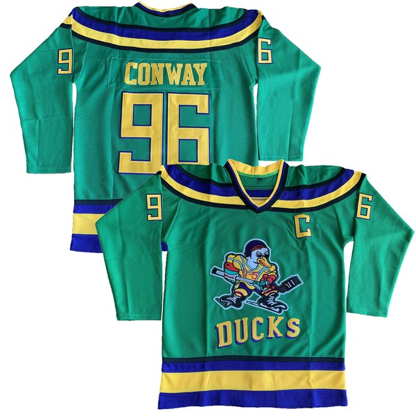 Phoneutrix Charlie Conway #96 Mighty Ducks Movie Hockey Jersey White Green (Green, X-Large)
