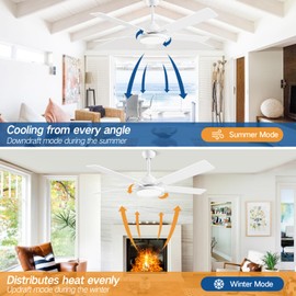 OUTON Ceiling Fans with Lights and Remote, Smart Wi-Fi Ceiling Fan Works with Alexa Google Home Voice APP Control,3 Color Temperature,5 Dual Finish Blades,Ceiling Fan for Bedroom Living Room Patio