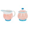 Patterned Milk Jug 300ml & Sugar Pot/Bowl Set - Orange/Blue