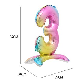 40 inch Standing Rainbow Gradient Colorful Big Size Number Foil Helium Balloons Birthday Party Celebration Decoration Large Globes (40 inch Stand Rainbow 3)