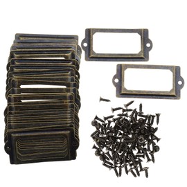 SING F LTD 30pcs 2.8"x1.3" Metal Bronze Vintage Mail Sorter Wine Cellar Drawer File Cabinet Label Holder Frames with Screws