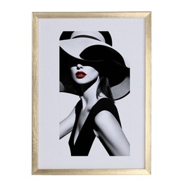 Wooden Picture Frame, Plexi Photo Frame, Collage, Wall Decoration, Poster, S111 Colour: Gold, Format: 20 cm x 20 cm