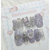 Purple Butterfly Handmade Nail Tips - Short Coffin / 퍼플