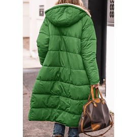 PRETTYGARDEN Womens Winter Coats 2025 Trendy Zip Up Shaggy Fleece Puffer Jacket Outerwear (Green,Large)