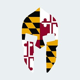 fagraphix Maryland Flag Spartan Helmet Sticker Decal Self Adhesive Sparta Molon Labe MD 1.25" Wide