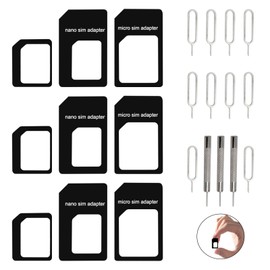 16 Pcs 4 in 1 SIM Card Adapter with Removal Opening Tool Set, Nano to Micro, Nano to Standard, Micro to Standard Adapters, SIM Ejector Pin, and SIM Card Removal Tool for Mobile Phones