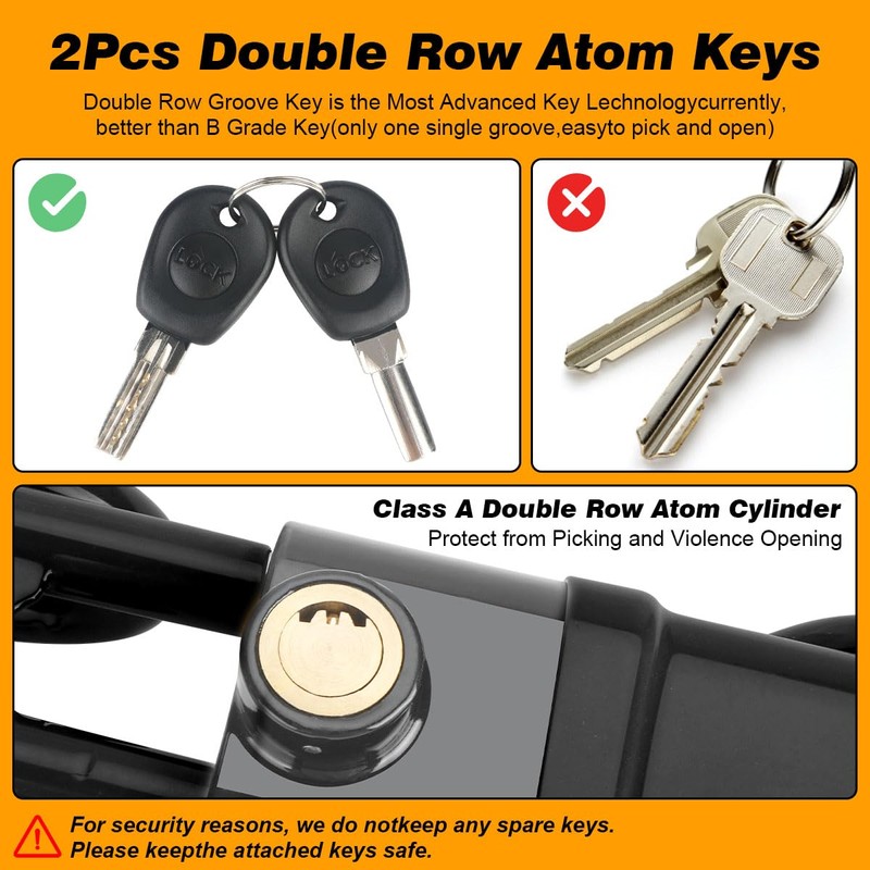 ATOM Keys Steering Wheel Lock Anti-Theft Device - Adjustable Length