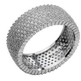 HarlemBling Real Solid 925 Silver - His Or Hers Micropave Ring - Wedding Band Or Pinky Ring Looks Nice On Anyone - Iced Out Eternity Hip Hop Band (7)