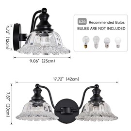 XIEDUN Farmhouse Bathroom Light Fixtures Black Vanity Lights for Bathroom 2 Light Bathroom Vanity Light Fixtures