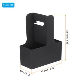 PATIKIL 2 Cup Drink Carrier with Handle, 10 Pack Kraft Paperboard to Go Coffee Cup Holder, Portable Disposable Handled Drink Carriers for Take Out Restaurant Food Service, Black