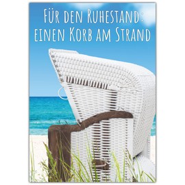 A4 XXL Retirement Card Beach Basket with Envelope – Elegant Farewell Card for Retirement Pension Retirement Card for Colleagues Employees Boss of BREITENWERK