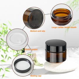 GAUATO Pack of 6 Glass Jars, 20 ml, Cream Jars for Filling, Brown Glass, Cream Jars, Ointment Cans, Cosmetic Containers, Cream Jars, Small Jars, Empty Jar with Lid and Liner for Cosmetics, Lotion,