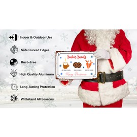 Vintage Santas Snacks Sign - Hot Drink, Cookies, Carrot for Rudolph - Holiday & Christmas Decor - 8x12 inch