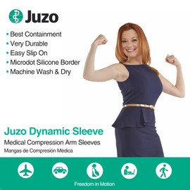 Juzo Dynamic Compression Arm Sleeve 20-30 mmHg, Silicone Dot Band | Compression Arm Sleeves for Men/ Women for Moderate Lymphedema and Lipo-Lymphedema Treatment | Black, 2X-Large MAX (VI)