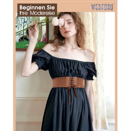 WERFORU Women Wide Elastic Lace Up Belt, Tied Costume Corset Waist Belt for Women, C-brown