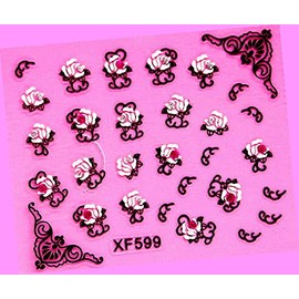 Heart Rose Love Stars Valentine's Day Rhinestone 3D Art Nail Sticker 599 for Nails Design Nail Art Stickers Decals Supplies Manicure Tips Sticker Colorful for Nail Decorations
