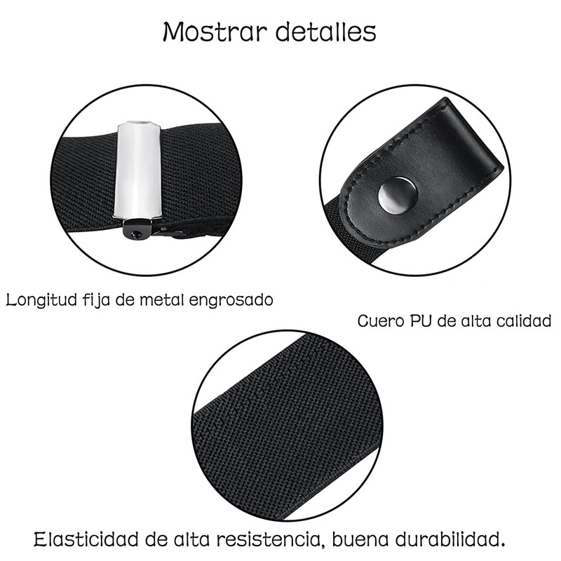 GeorgeX 2 Piezas Cinturones Elásticos Ajustables sin Hebilla para Mujer,