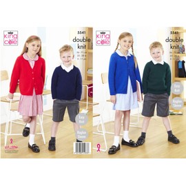 King Cole 5541 Knitting Pattern Childrens School Cardigans and Sweaters Pricewise DK