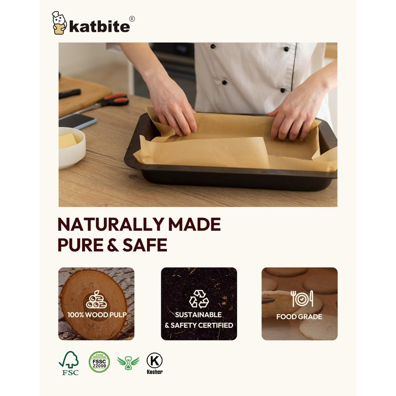 Katbite 220 Pcs Parchment Paper Sheets, 12x16 Inches Unbleached Baking