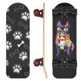 26 Inch Large Pet Skateboard for Dogs and Pets - Canadian Maple Deck, Aluminum Trucks, PU Wheels - No Assembly Required - Max Load 150 lbs for Pets with T-Tool