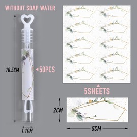 BOFUNX Pack of 50 Wedding Soap Bubbles with Soap Bubbles Stickers Wedding Bubbles for Wedding Birthday Engagement Valentine's Day Party Guest Gift