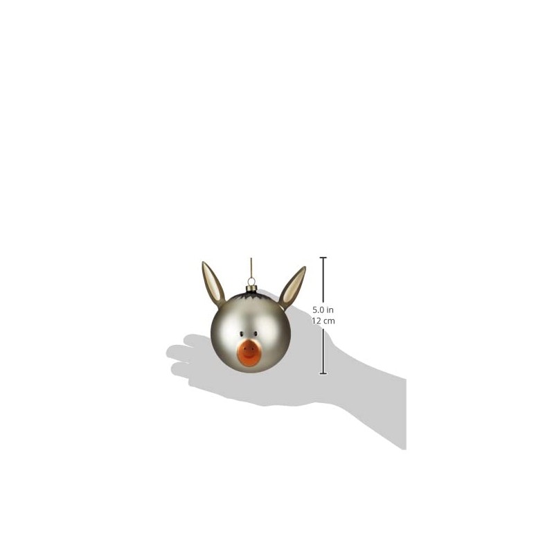 Alessi Asinello Weihnachtsbaumkugel aus mundgeblasenem Glas, Handdekoriert, 1er Pack, 9,0