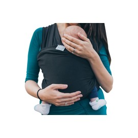Baby Wrap Sling Organic Stretchy Premium Carrier | UK/EU Safety Tested | Made in UK by Joy and Joe | Suitable from Birth to 16Kg | with Hat, Bag and Full Colour Instruction (Black)