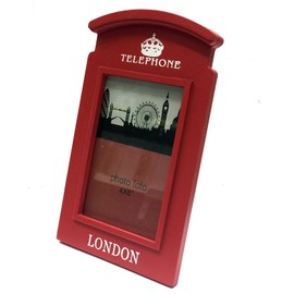 Wooden Photo Frame 6X4 Inch Red Public London Telephone Booth Box British Souvenir Gift