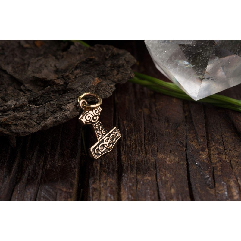 Windalf MJØLNER Small Thor's Hammer Pendant 1.9 cm Bronze, Fabric