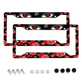 Anime License Plate Frame 12.2x6.3inch 2Pcs Set Cartoon License Plate Covers Quality Aluminum Composite Design Car Accessories (Sharinga)