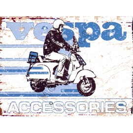 VESPA ACCESSORIES SCOOTER ADVERTISING SIGN SMALL 6x8in 15x20cm RETRO VINTAGE STYLE metal tin wall art shed workshop garage classic