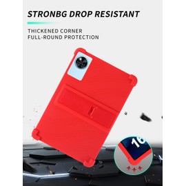 Case for Doogee U11 Android 15 Tablets, 11 Inch Tablet 2025- Soft Silicone Shock Proof Lightweight Stand Rubber Shell Protective Cover,Kids Friendly Soft Silicone Adjustable Stand Cover,RED