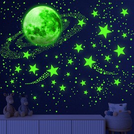 1108 Pcs Glow in The Dark Stars for Ceiling Glow in The Dark Moon and Space Wall Decals Glowing Galaxy Universe Wall Stickers Glow in The Dark Kids Boys Bedroom Living Room Decor Christmas Gift-Green…