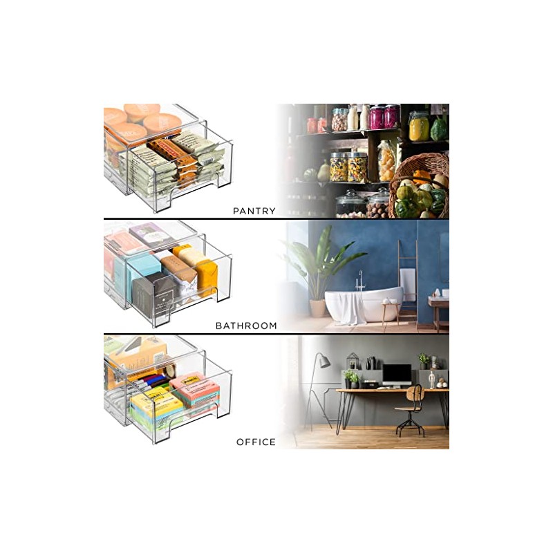 Sorbus Fridge Drawers - Clear Stackable Pull Out Refrigerator Organizer