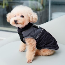 JoyDaog Warm Fleece Dog Coats for Small Dogs,D-Rings Waterproof Puppy Jacket for Cold Winter,Black S