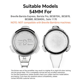 MUVNA 54mm Bottomless Portafilter, 3 Ears, Wood Grain Pattern, 16g Basket